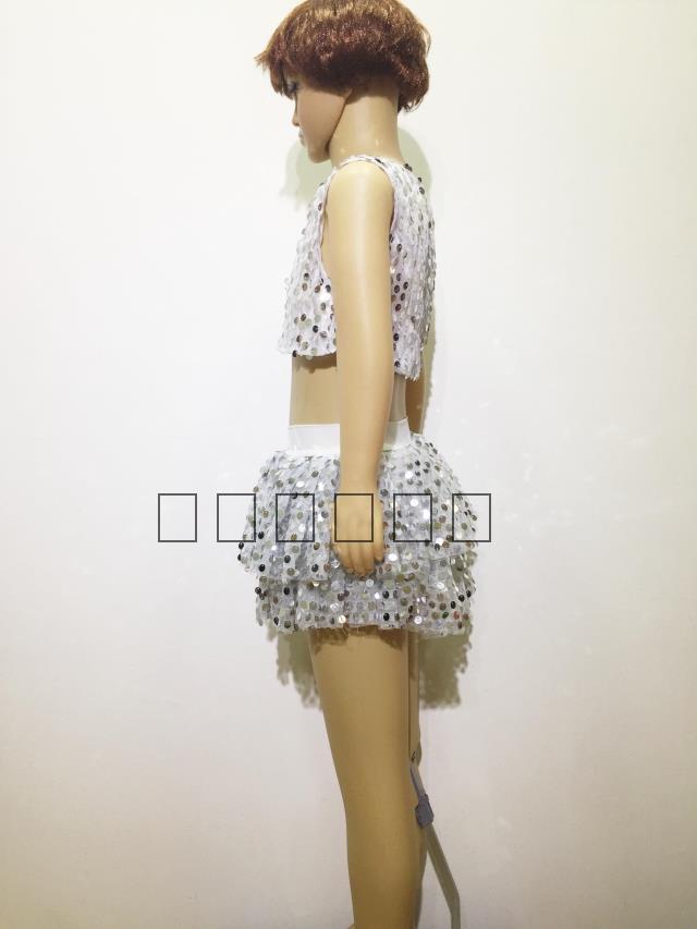 Trang phục trẻ em sequins vòng cổ stretch navel vest eo eo không tay cậu bé cô gái nhảy múa áo khoác