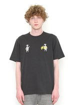 Japanese original single mens spring and summer sheep embroidered round neck short sleeve t-shirt