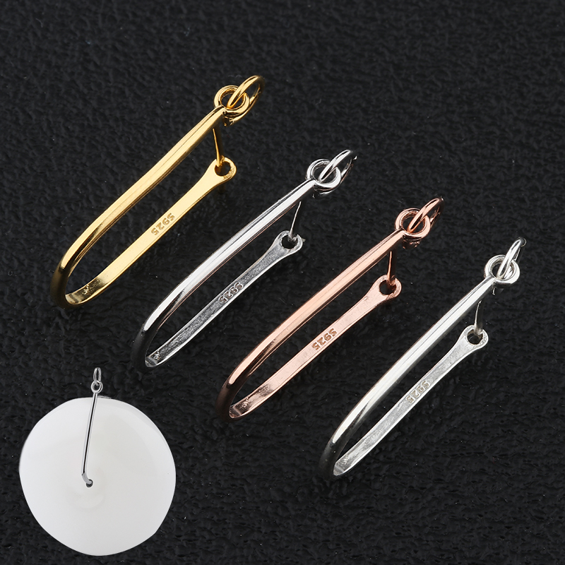 Family Xiang Ping An buckle clip button S925 silver buckle pendant clip buckle emerald jade Crystal Pure Silver Clip Strap Head