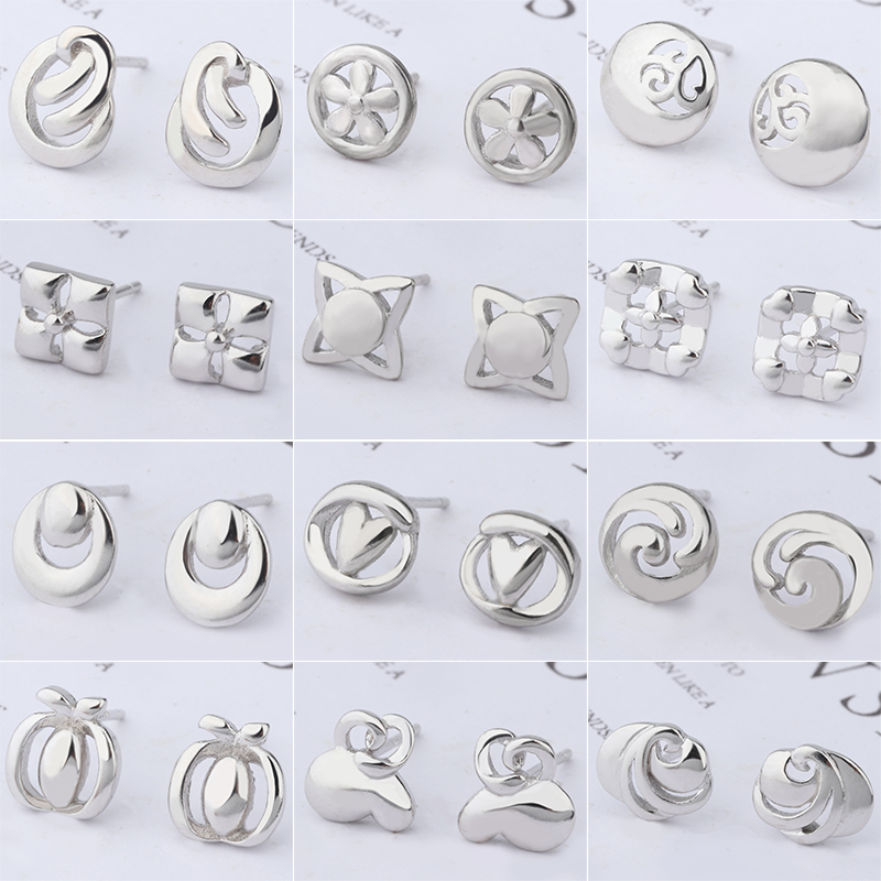 The family Xiang S925 Korea pure silver sleeping without picking up the ear needle female design Sensation Temperament Personality FLOATING PAINTING EARRINGS