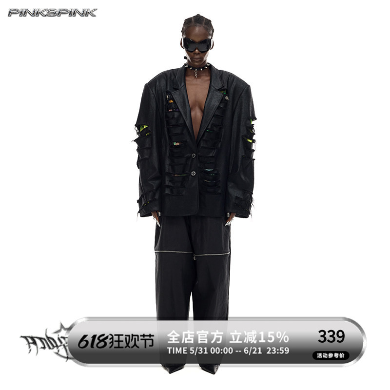 Pinkspink Original Electric Moon Metal-Coated Low-Rise Straight-Leg Unisex Loose Y2K Zipper Straight-Leg Pants Pinkspink Original Electric Moon Metal-Coated Low-Rise Straight-Leg Unisex Loose Y2K Zipper Straight-Leg Pants