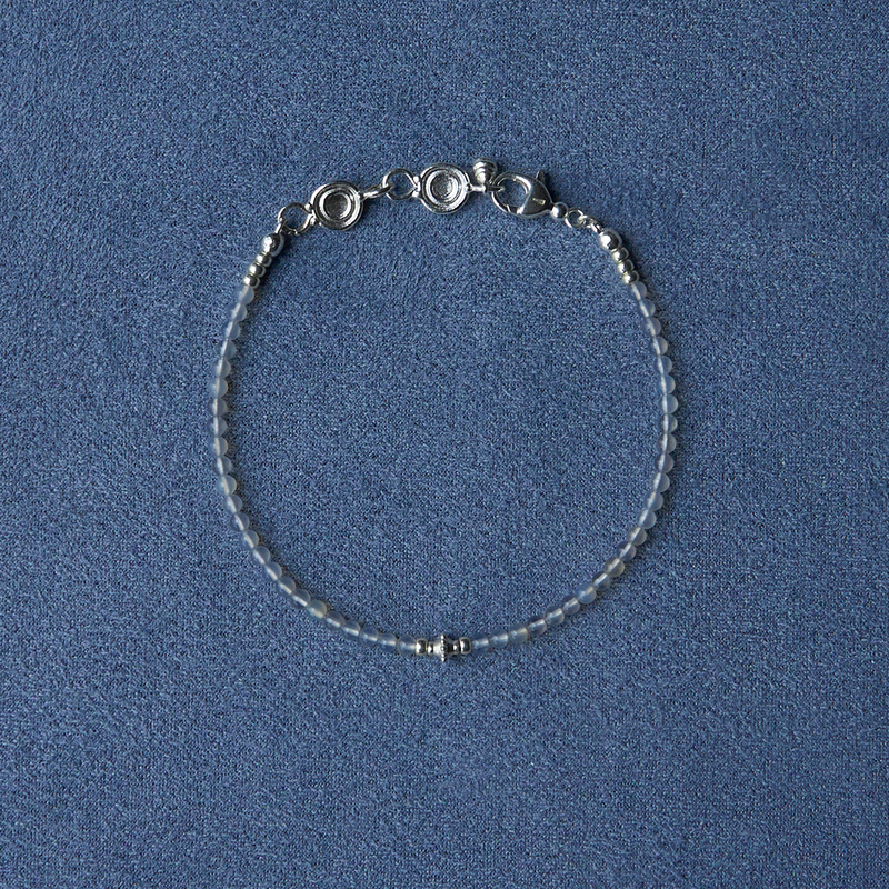 Sale E Pepe Summer Special Series Gray Agate Beaded Bracelet 925 Silver Glass Bead Bracelet Layered Wrist Accessory