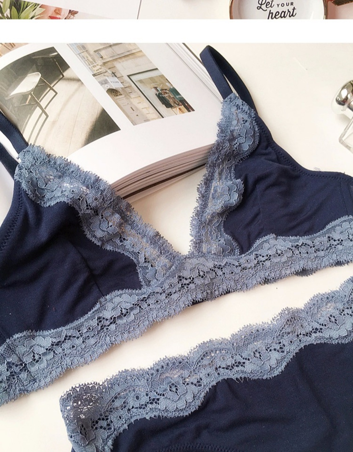 Giải phóng mặt bằng Modal Cotton Comfort No Steel Ring Triangle Thong T Quần Sexy Comfort Bra Bộ đồ lót đồ lót hàng hiệu