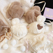Winter Korean wind cute plush suede small bear lingerie sweetball poly up Toto girl bra suit Milk Hood Female