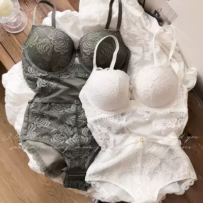 French sexy with steel rims, thin and thick, gathered hollow back one-piece underwear, shapewear underwear set, bra