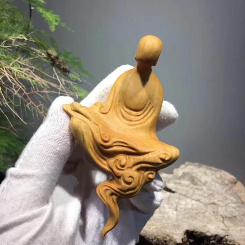 Cliff cypress boxwood carving no phase Buddha ornaments Zen peace home decorations Buddha statues tea pet characters small ornaments
