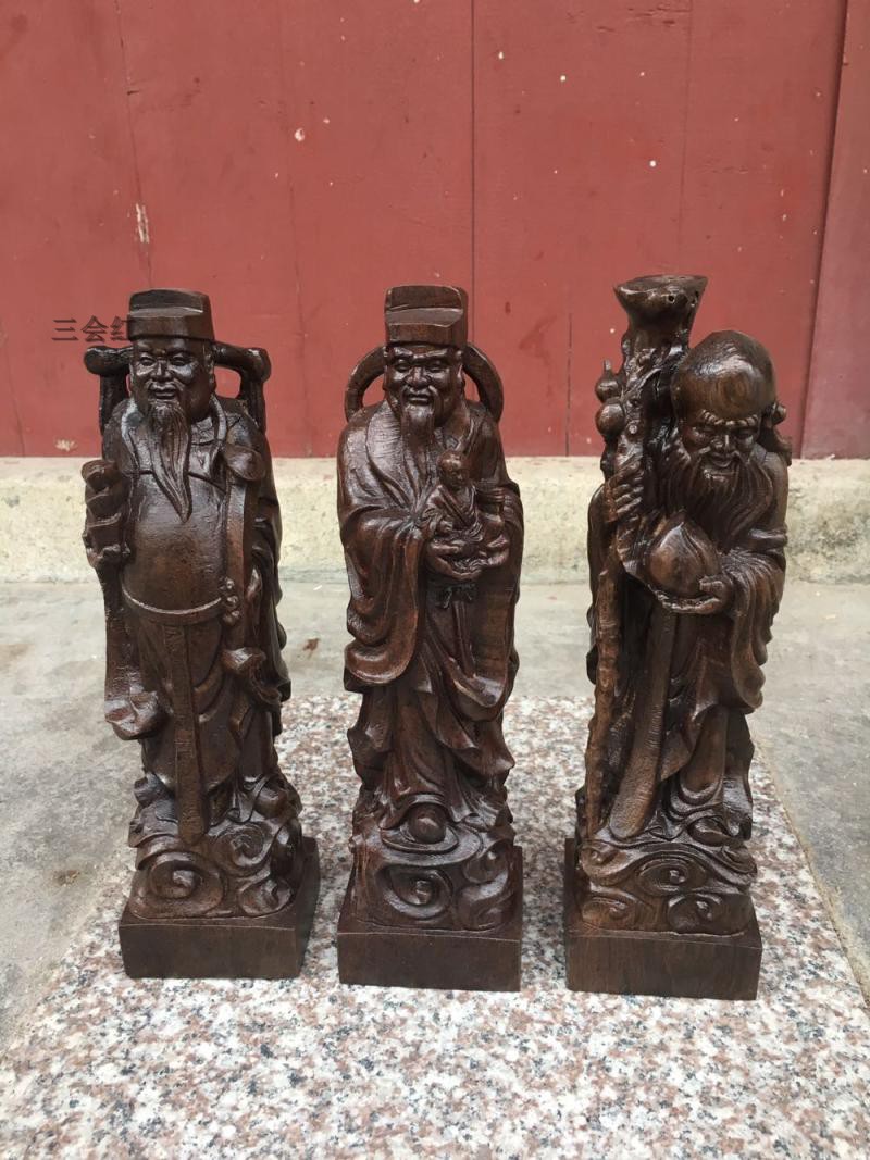 Vietnam's Sinking Incense Wood Sculpture Fu Lu SuSamsung Pendulum Pieces Solid Wood Engraving Wood Suxing Crafts Gift Pendulum Decorated with Feng Shui Decoration
