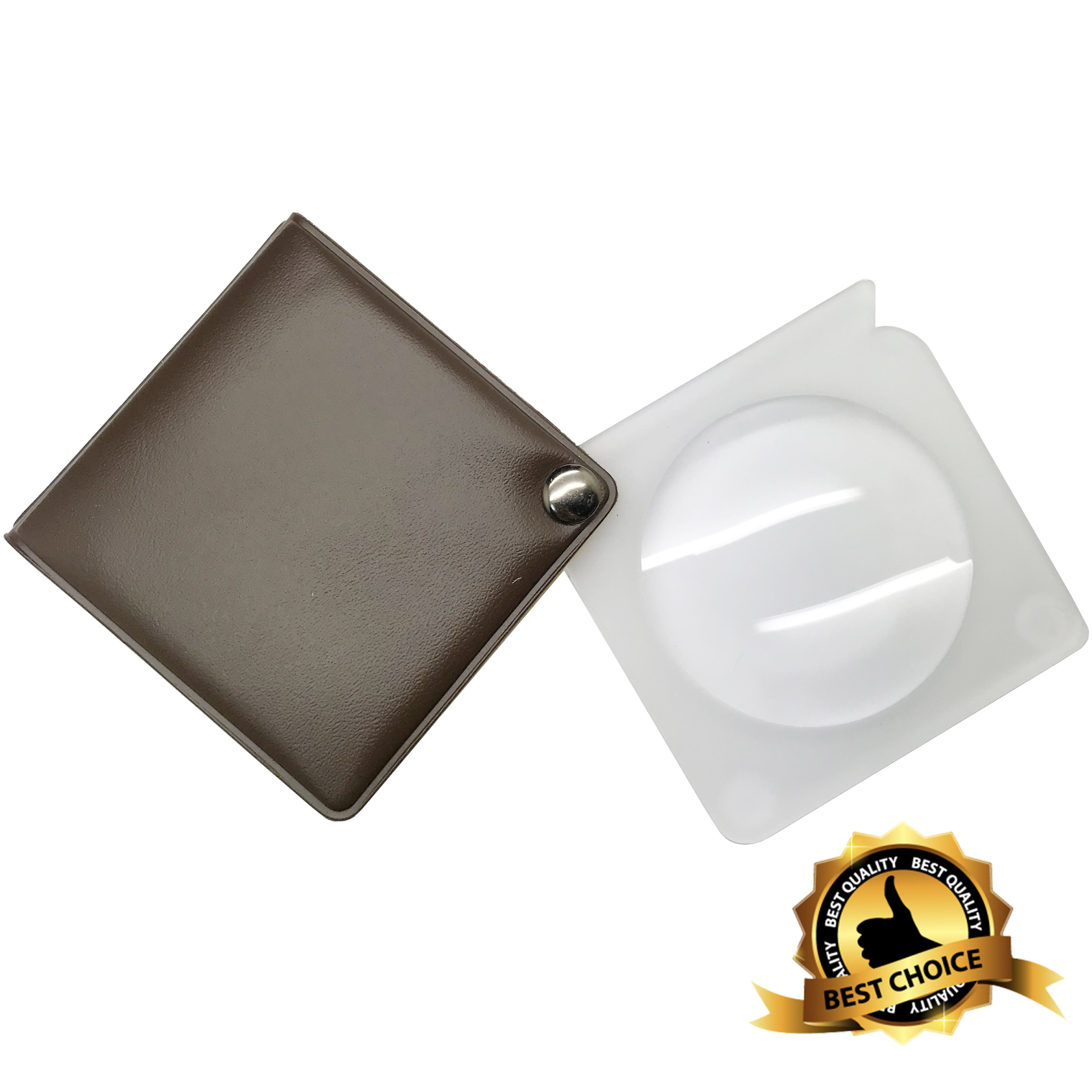 Export Quality Optical Grade Lenses Pocket Folding Portable Leather Case Magnifying Glass Reading Labels for the Elderly and Children