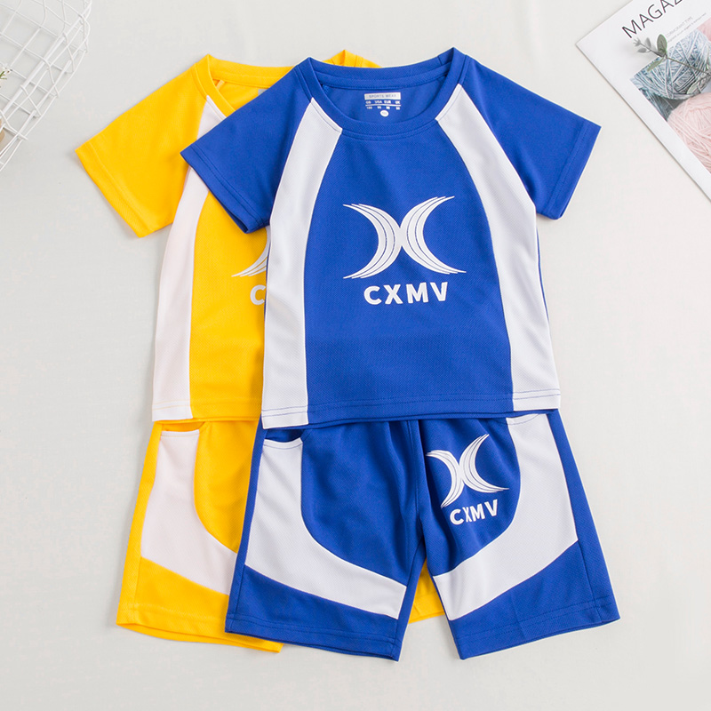 Boys' summer sports suits girls' clothes 2022 new children's quick-drying clothes short-sleeved two-piece suits for middle-aged children