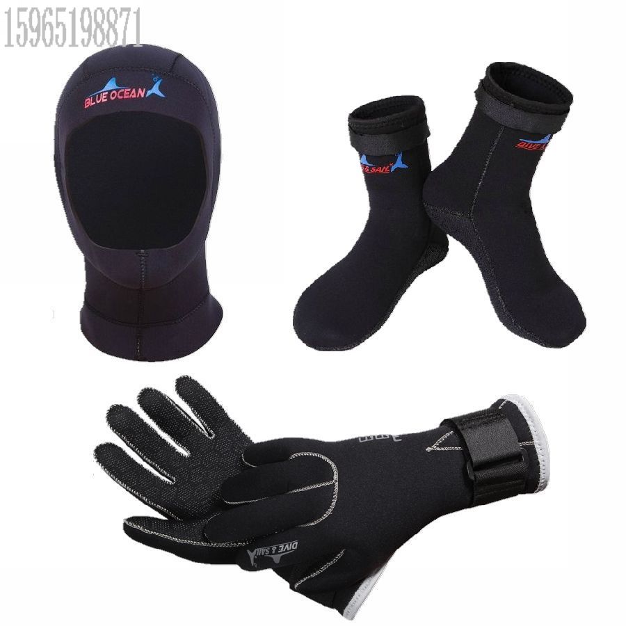 3MM diving cap diving gloves warm winter swimming socks swimming gloves snorkeling thickened diving socks surfing