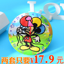 Childrens snowflake Pearl mud painting clay coloring drawing board diy puzzle baby handmade small clock set