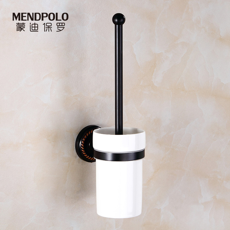 Toilet brush Wall-mounted powder room full copper soft hair brush Bathroom free hole wall-mounted shelf cleaning brush