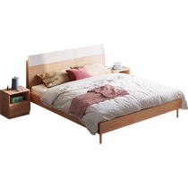 Lins Home Furnishing Nordique simple pied de lit en bois massif planche cadre de lit cadre de lit lit haut petit appartement Lins Wood Industry