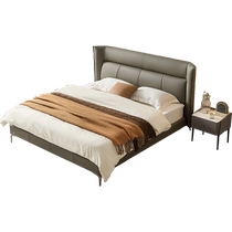 Lins home master bedroom full leather double bed high-end atmospheric modern simple large apartment full leather bed TPC799
