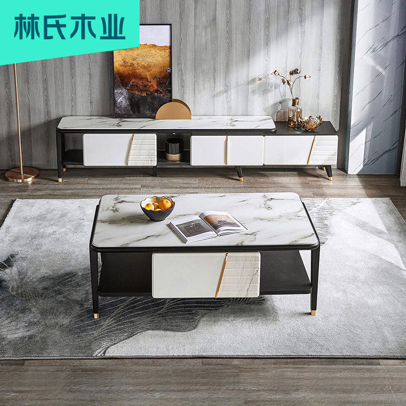 Lin's wood industry Nordic minimalist marble tattoo tea table TV cabinet Composition modern light lavish fashion furniture LS173