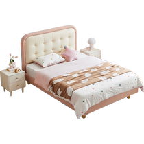 Lins Home Solid Wood Feet Pink Princess Bed Girls Bedroom 1.5 Meters Single Childrens Bed Lins Wood Industry TBC261