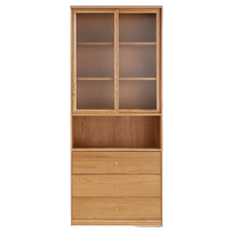 Lins home oak solid wood bookcase with glass door narrow cabinet living-room living-room combined cabinet Lins wood industry LH122