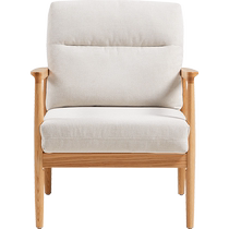 Lins Home Balcony Leisure Chair Oak Solid Wood Single Sofa Chair Living Room 2024 New Lins Wood Industry