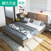 Bắc âu đơn giản giường đôi 1.8 m 1.5 m bàn cạnh giường ngủ nệm phòng ngủ kết hợp nhà furniture set LS059