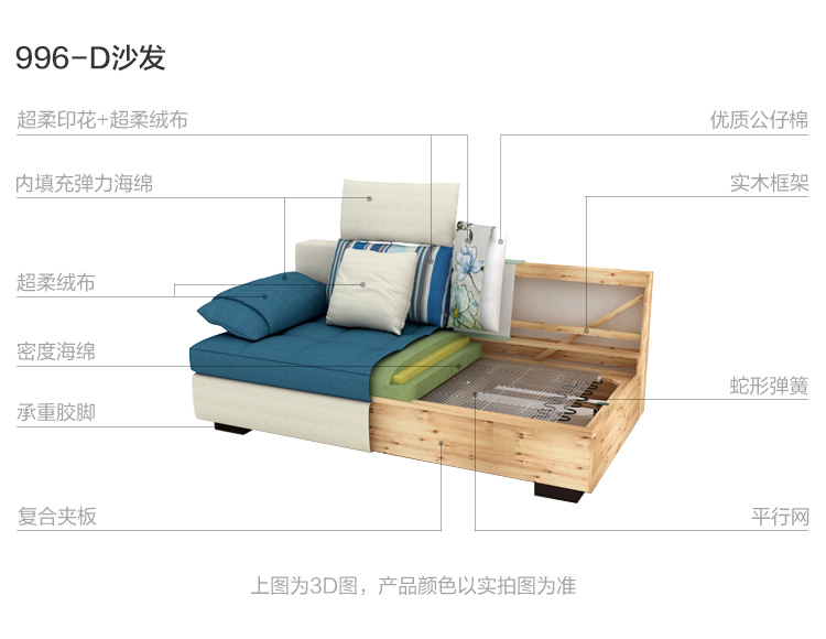 Lin của gỗ hiện đại nhỏ gọn vải sofa kích thước căn hộ phòng khách lắp ráp đa người sofa vải kết hợp 996 #