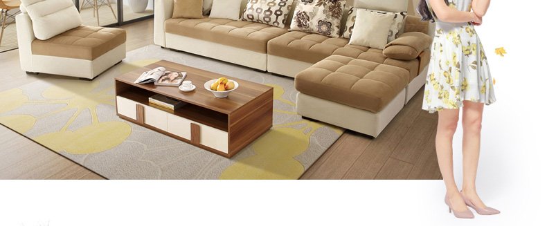 Lin của gỗ hiện đại nhỏ gọn vải sofa kích thước căn hộ phòng khách lắp ráp đa người sofa vải kết hợp 996 #