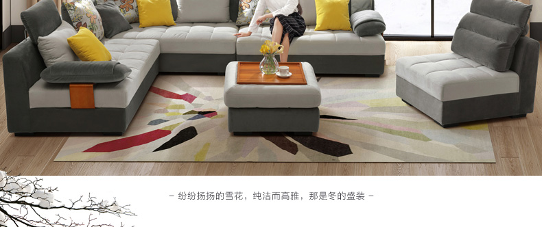 Lin của gỗ hiện đại nhỏ gọn vải sofa kích thước căn hộ phòng khách lắp ráp đa người sofa vải kết hợp 996 #