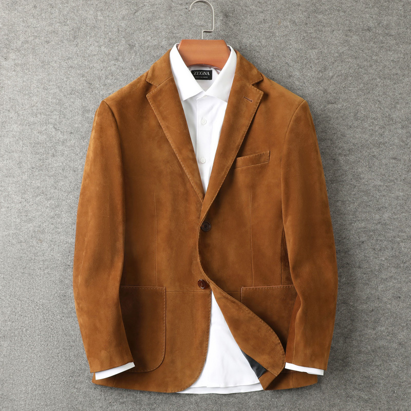 Elegant Gentleman's Genuine Leather Jacket Men's Suit Imported Suede Leather Casual Suit Suede Autumn and Winter Business Coat Elegant Gentleman's Genuine Leather Jacket Men's Suit Imported Suede Leather Casual Suit Suede Autumn and Winter Business Coat
