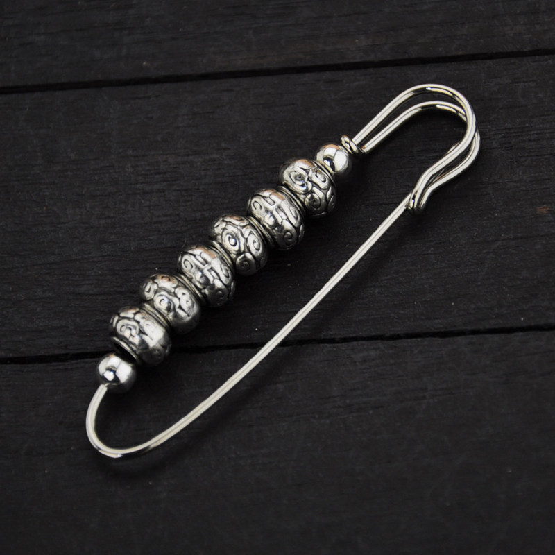 Retro ethnic style original handiwork Miao silver transfer bead large brooch brooch sweater luck to ward off evil hand jewelry