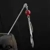 Vintage hair ornaments red Agate tassel leaves Classical hairpin Female flow Su Buyan dish hair national style girls ' Day gifts