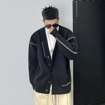 Uncle gang cardigan sweater men's spring and autumn v-neck korean version Uncle gang cardigan sweater men's spring and autumn v-neck korean version