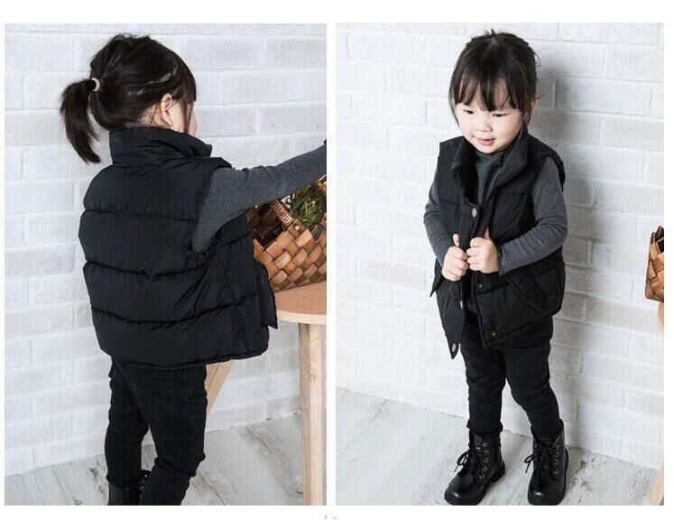 Mùa thu và mùa đông áo trẻ em cotton Trẻ em mặc học sinh mặc cổ áo xuống áo vest áo gile denim bé gái