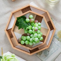 Japan-style Solid Wood Pallet Home Water Cup Tea Cup Tray Rectangular Hexagon Fruit Breakfast Snack Dish tray Tray Dinner Plate