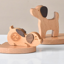  Creative mobile phone stand cartoon cute wooden lucky pig desktop universal mobile phone base solid wood birthday gift