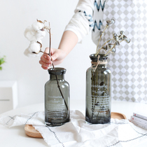  Living room glass vase Nordic simple transparent small fresh flower vase Hydroponic shooting props Restaurant decoration ornaments