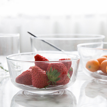 Thickened Glass Bowl Salad Bowl Foam Noodle Bowl Home Pure Color Large Bowl Transparent Salad Fruit Bowl Rice Bowl Cutlery Suit