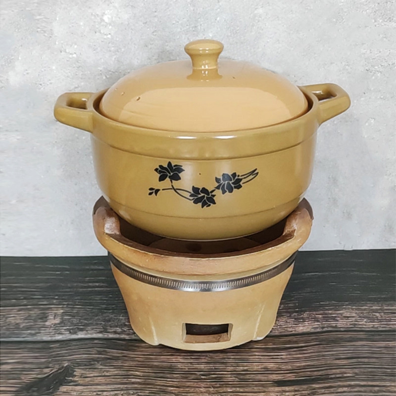 Ceramic earthen casserole saucepan soup household gas old fashioned soup saucepan gas high temperature resistant Ming fire Saucepan Rice Sand Pan