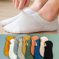 Combed Cotton Deodorant Socks Male white suction Sweat Boat Socks Summer Thin mesh breathable pure cotton ultra-thin invisible pure color