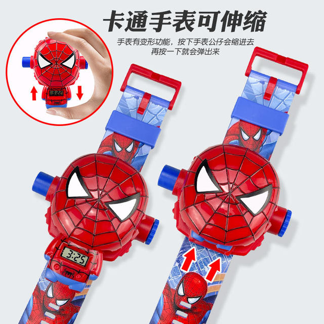 ກາຕູນເດັກນ້ອຍ Projection Electronic Watch KT Cat Spiderman Telescopic Watch Douyin Internet Celebrity Boys and Girls Toy Watch