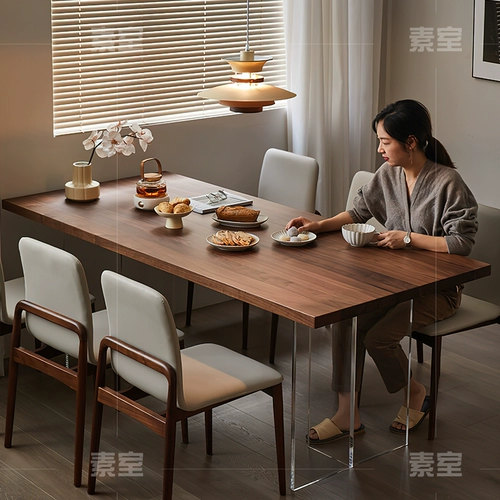 Акриловый черный грецкий орех с твердым деревом подвесного столового стола Дом на стол чай