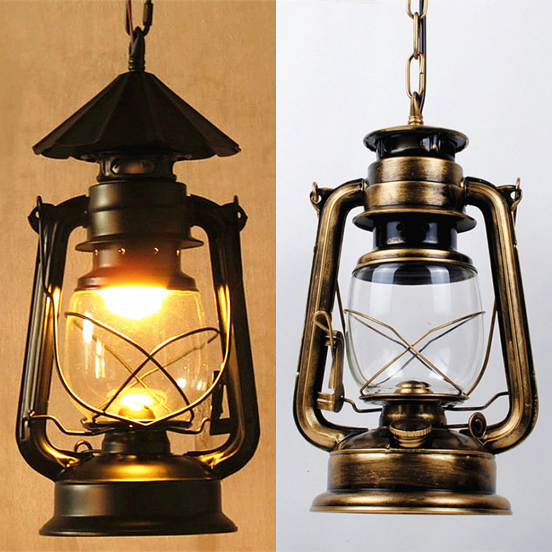 Retro Chandelier Horse Lantern Creative Old-Fashioned Kerosene Lamp Decorative Lamp Ceiling Lamp Nostalgic Theme 220V Power Supply Lamp