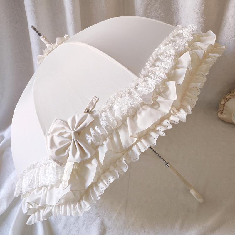 New Birdcage-Shaped Sun Umbrella with Lace Trim, Lolita Umbrella, Girly Princess Umbrella for Both Sunny and Rainy Days