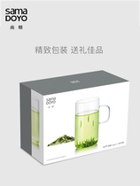 Heat-resistant glass Household green tea cup Lead-free round transparent teacup Straight milk water cup with handle