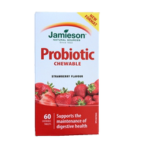 New Jamieson Fitness Childrens conditioning Probiotics Chewable Tablets 60 Strawberry Flavour