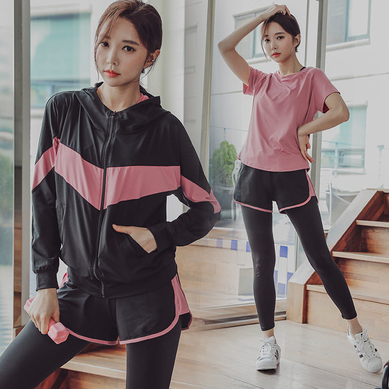 Badminton suit Korean women's set loose quick dry five-piece set running sports ladies fitness clothes women's running clothes