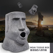 Resurrection Island Stone Portrait Box moai Home Tissue Pumping Creative Stone Man moai Funny Box Gift