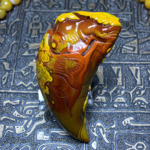 The Upper Valley Sengoku red agate red and yellow qiao se qiao diao lucky brave wrapping teeth pendant pendant hand