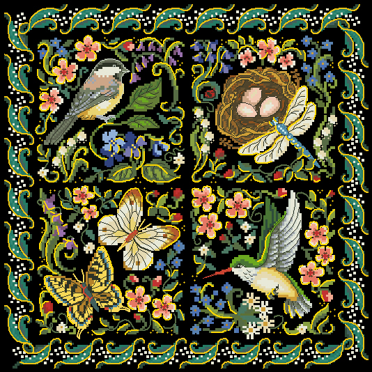 Cross stitch electronic drawing 316 DIM-03824 flower 174W*174H47 color XSD source file