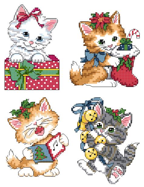 Cross embroidered electronic drawings 2229 cartoon cats 14 animals 89W* 118H26 color PAT source files