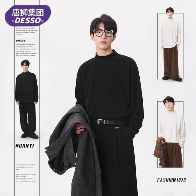 Tangshi's Desso velvet bottoming shirt is the same style for men and women in autumn and winter half turtleneck long-sleeved T-shirt to keep warm.