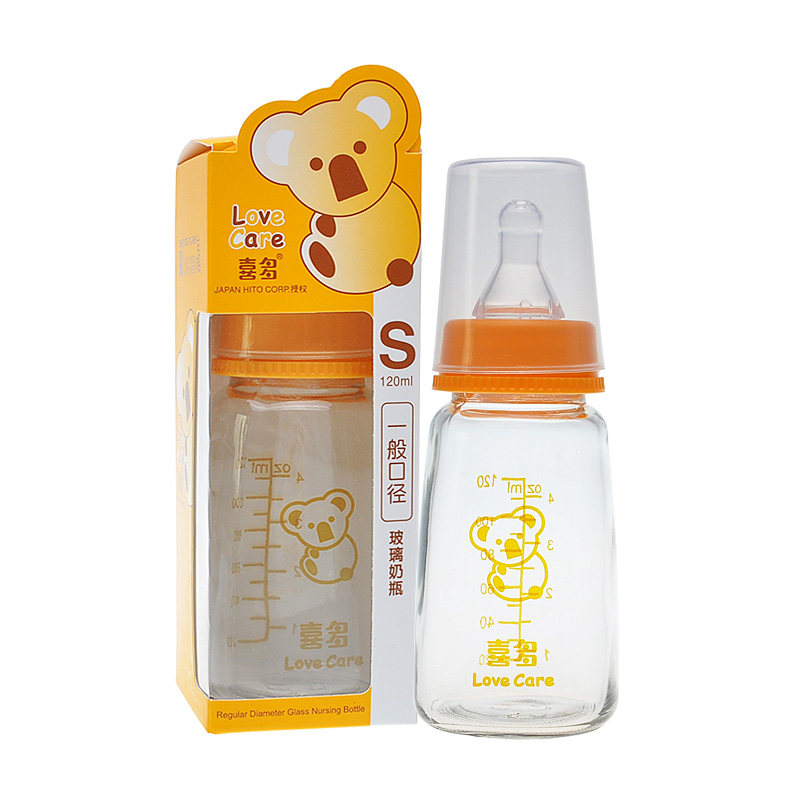 喜多婴儿奶瓶 标准口径玻璃奶瓶120ML 宝宝奶瓶 配S小圆孔奶嘴